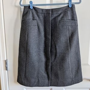 J Crew Collection Button Front Wool A Line Skirt Knee Length Size 8 Holiday Gray